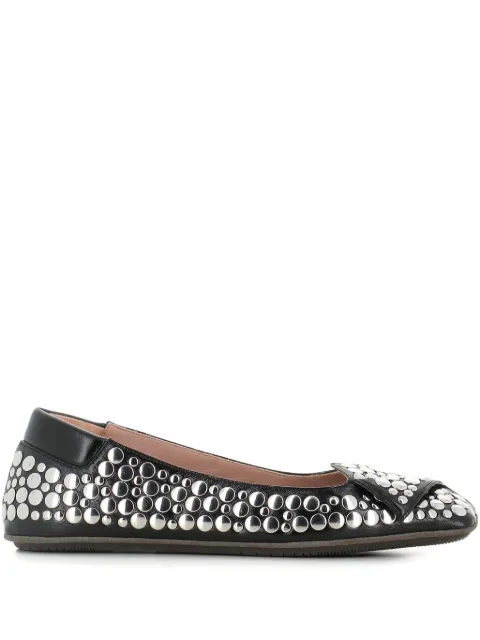 Dove Nuotano Gli Squali stud-embellished square-toe ballet flats Black 6525