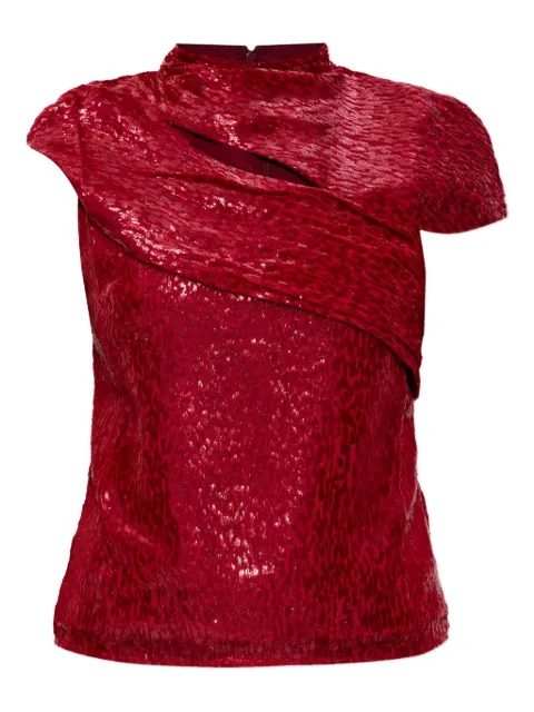 Self-Portrait draped lurex blouse Red SC25005TR