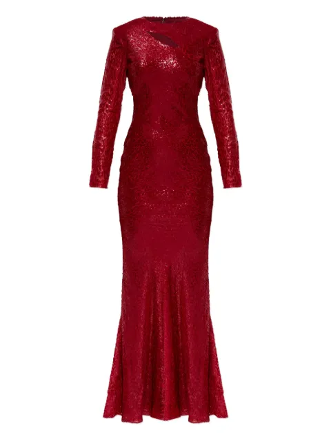 Self-Portrait cut-out long-sleeved dress Red SC25005XR