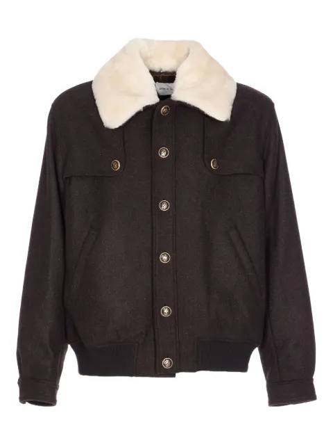 Drôle De Monsieur shearling-collar buttoned jacket Brown JT242WO043BN