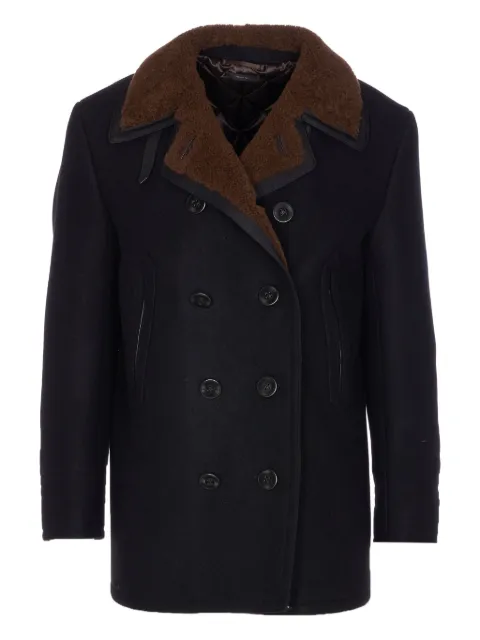 TOM FORD double-breasted shearling peacoat Black OPR011FMW066ZBBRO