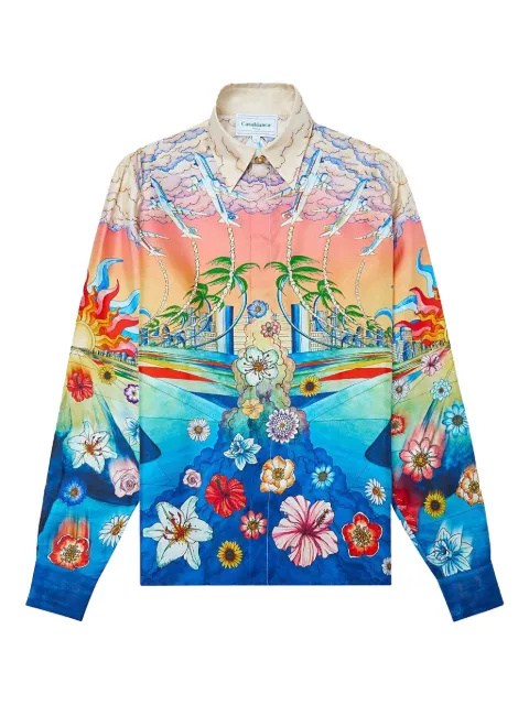 Casablanca l'envol printed silk shirt Blue MF23SH02103