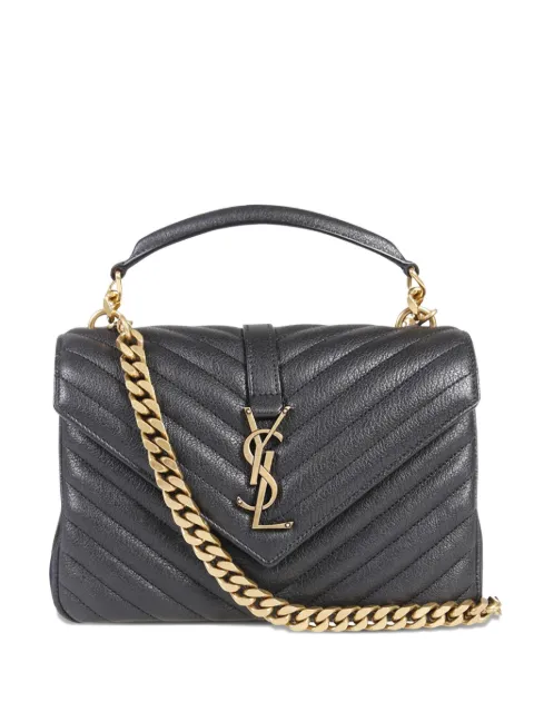 Saint Laurent medium College chevron-quilted leather tote bag Black 600279BRM07