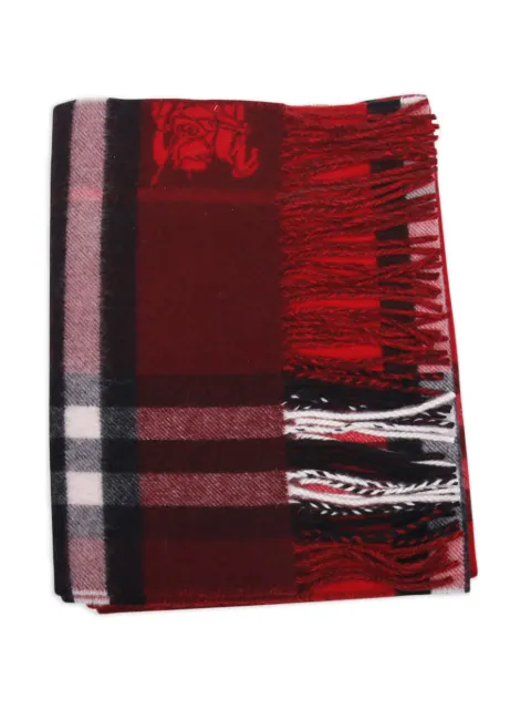Burberry contrast Check cashmere scarf Red 8115314