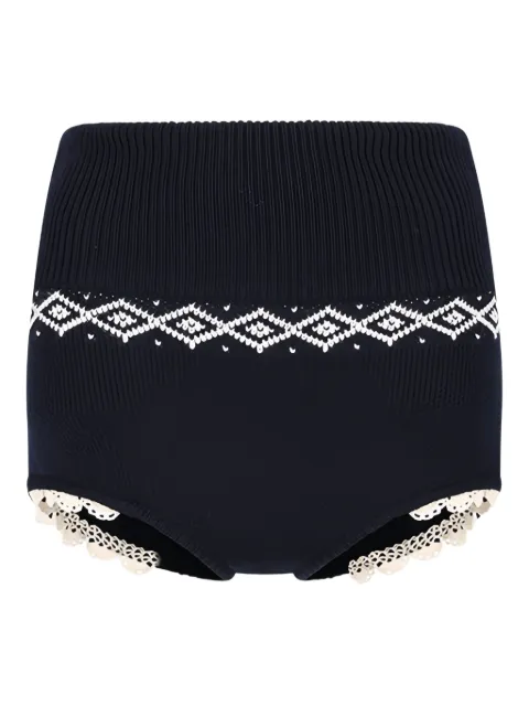 Magda Butrym geometric-print ribbed shorts Blue 330925