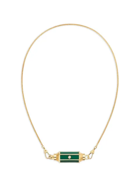 Marie Lichtenberg Baby Locket diamond and malachite necklace Gold ML01206