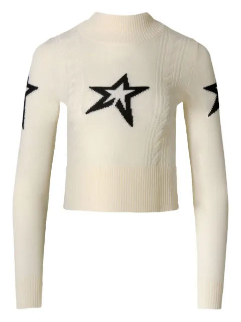 Perfect Moment star-embellished cable-knit sweater White W30004201707