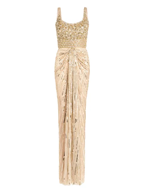 Jenny Packham embellished draped elixir dress Neutrals ZDD103L