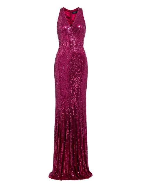 Jenny Packham sequined V-neck maxi dress Pink ZDD132L