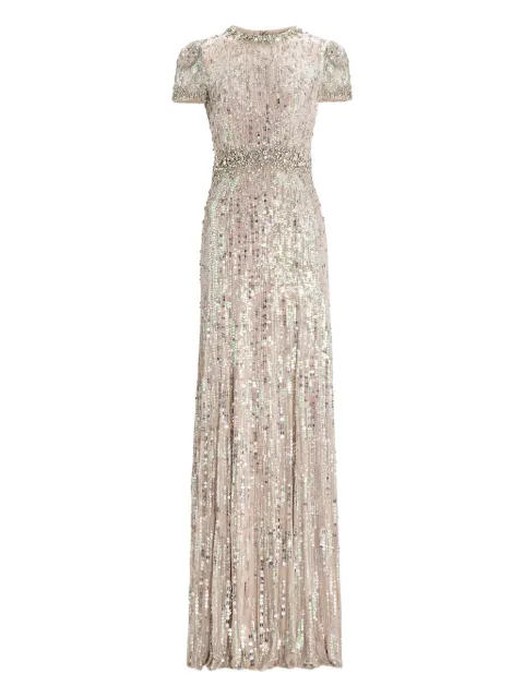 Jenny Packham sequin-embellished CELESTE dress Grey JPCLS161ZD