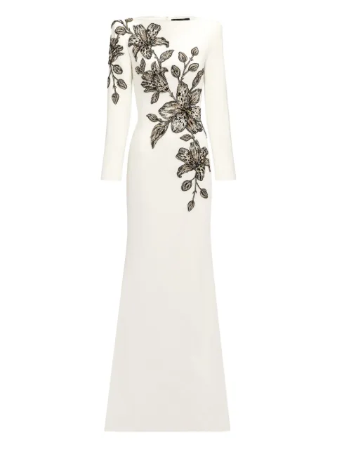 Jenny Packham floral-embellished maxi dress Neutrals ZDD121L