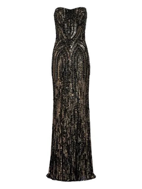 Jenny Packham euphoria strapless embellished tulle gown Black ZDD105L