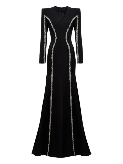 Jenny Packham embellished long-sleeve maxi dress Black ZDD126L