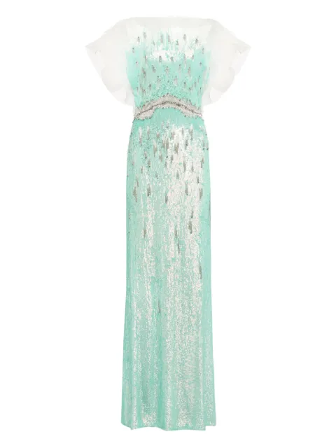 Jenny Packham Magnolia sequin-embellished gown Green ZDD117L