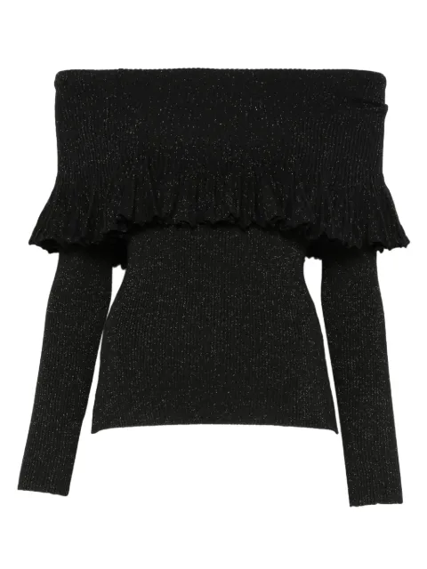 TWINSET ruffled off-shoulder sweater Black 252LL3LEE