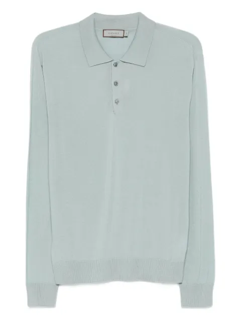 Canali buttoned long-sleeve polo shirt Blue MK02353C1123