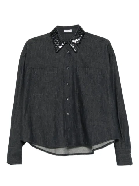 Brunello Cucinelli sequin-collar shirt Blue MP792RE506C001