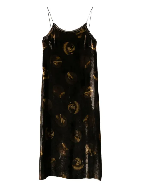 Uma Wang abstract-pattern midi dress Brown W5WUW5085