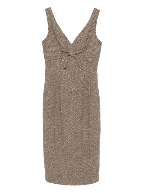 ERMANNO FIRENZE bow-detail midi dress Brown D47EQ001ED0MFA71