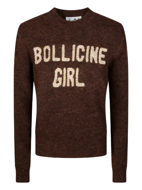 MC2 Saint Barth New Queen strass sweater Brown AEHDH3