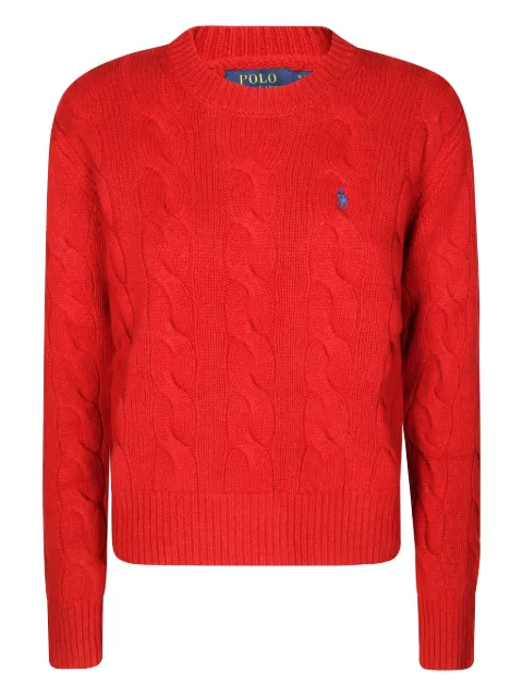 Polo Ralph Lauren signature Polo Pony motif-embroidered cable-knit sweater Red 211A91216010