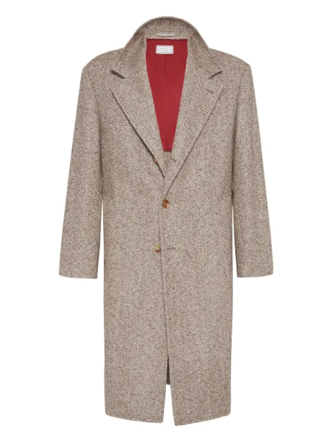 Brunello Cucinelli chevron-pattern single-breasted coat Neutrals MV4259155C005