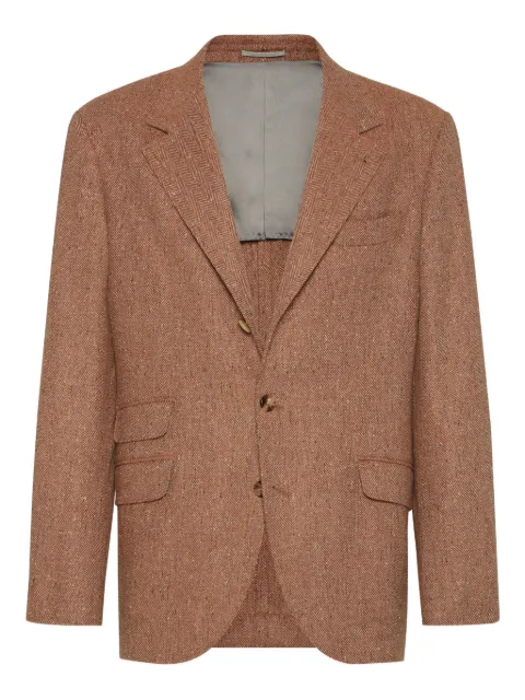 Brunello Cucinelli herringbone-pattern single-breasted blazer Orange MV4177BWDC1031