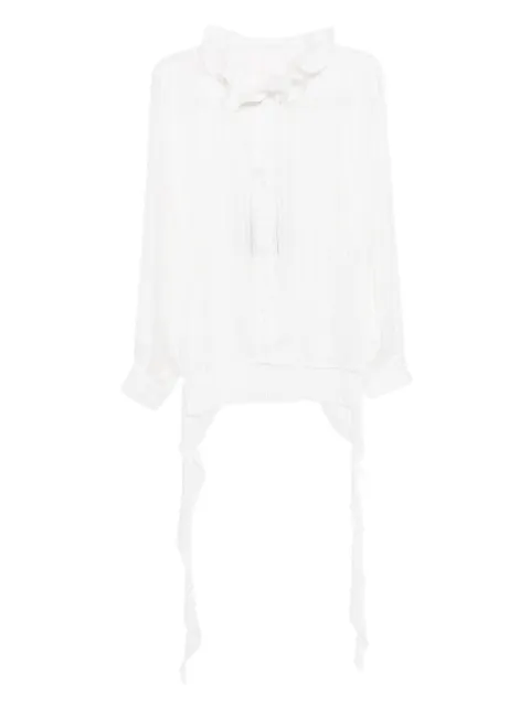 YCH striped blouse White W25BL4021WH