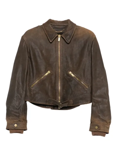 Golden Goose zip-up leather jacket Brown GWP02376P002165
