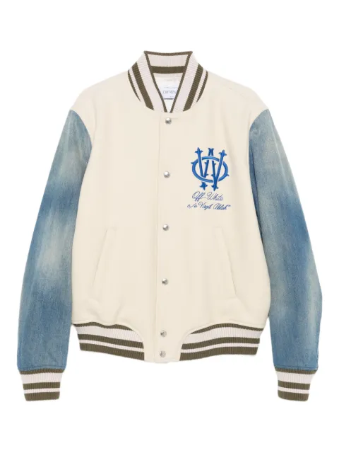Off-White denim-sleeve bomber jacket OMEH053F25FAB004