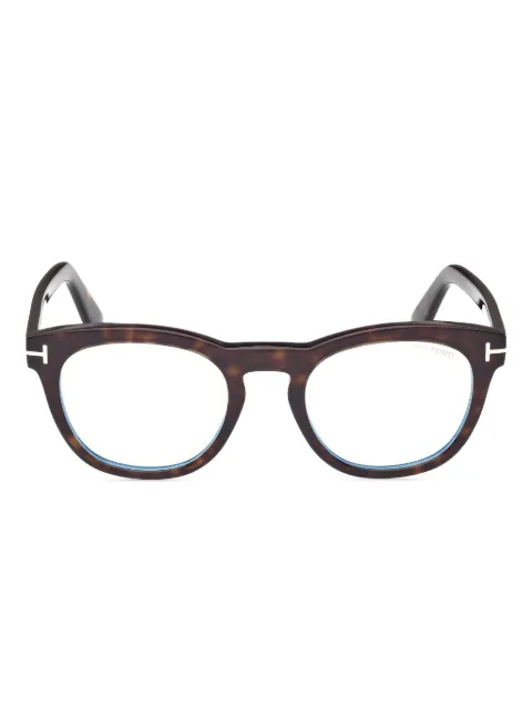 TOM FORD Eyewear hinge-detail round-frame glasses Brown FT6081B
