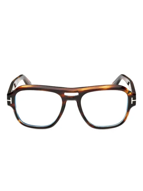 TOM FORD Eyewear hinge-detail double-bridge glasses Brown FT6085B