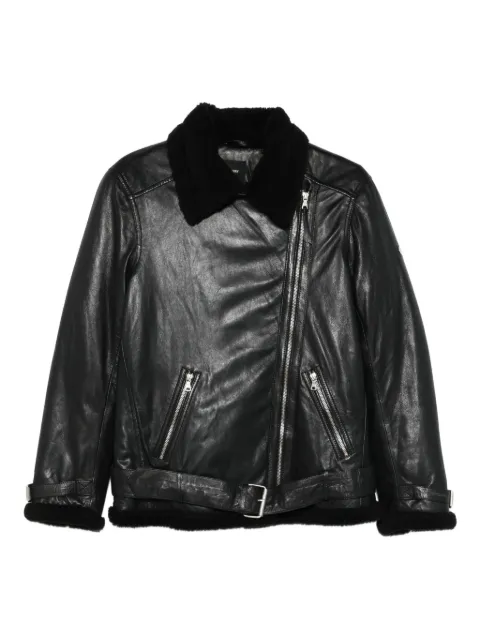 Superdry shearling-collar biker jacket Black W5011238A02A