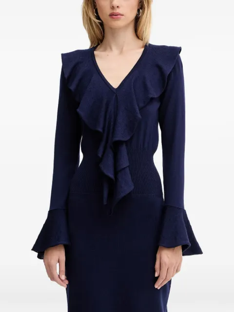 LUISA SPAGNOLI Malimba ruffled V-neck midi dress Blue 100110