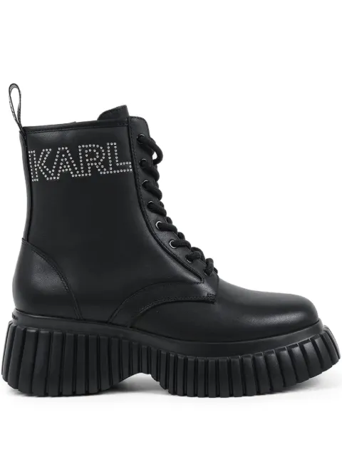 Karl Lagerfeld logo-embellished combat boots Black KL44475