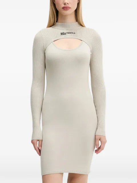 Karl Lagerfeld Jeans long-sleeve cut-out mini dress Neutrals A4W130101ZI
