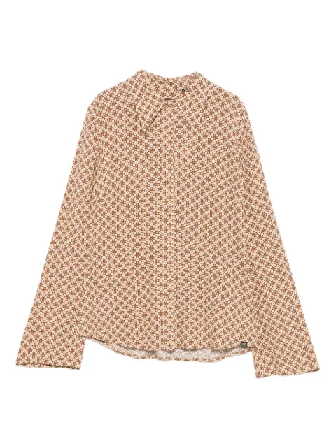 Superdry flared-sleeve patterned blouse Brown W4010384A
