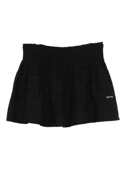Superdry logo-embroidered shirred skirt Black W7210278A