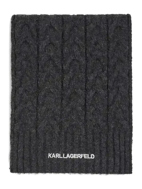 Karl Lagerfeld logo cable-knit scarf Grey A4W33029285