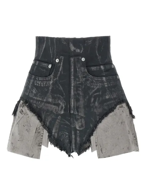 Rick Owens DRKSHDW Dirt Cutoffs coated frayed shorts Black DS02E7313SBZMC94