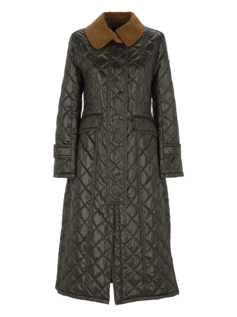 Peuterey corduroy-collar quilted coat Green PED545004000217689