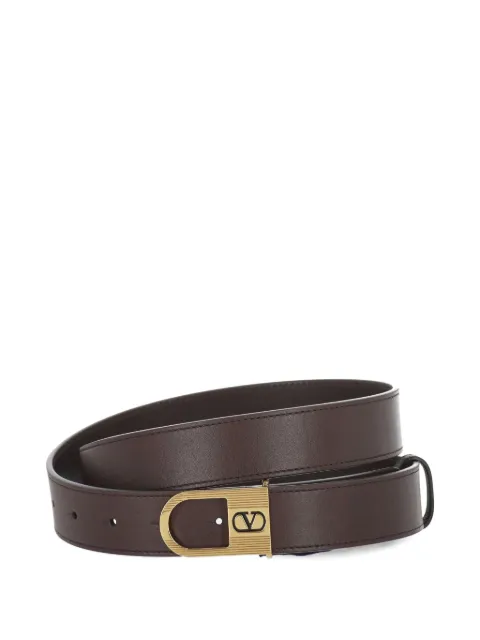 Valentino Garavani VLogo signature belt in shiny calfskin 30 mm with enamelled logo detail Brown YT0ST8JAQ