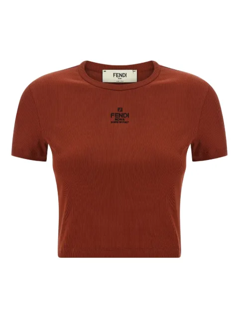 FENDI ribbed logo embroidery top Brown FS8110ANQM