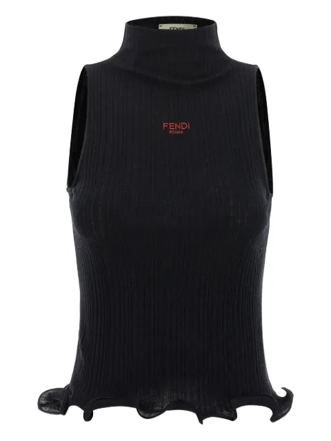 FENDI ruffled high-neck top Black FS9740AVFE