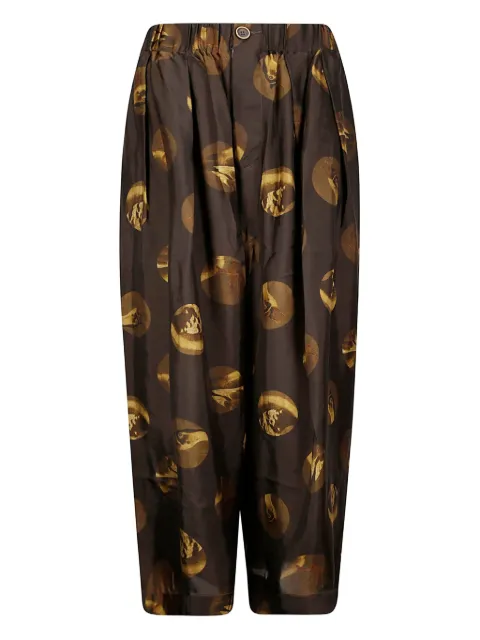 Uma Wang poetic printed trousers Brown UW3053