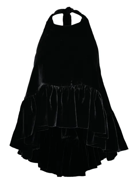 AZEEZA Winston ruffled velvet top Black WINSTONTOPVELVETBLACK