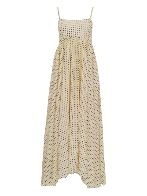 AZEEZA Rachel polka-dot midi dress Neutrals RACHELMIDIRAWSILKPOLKADOT