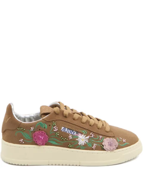 Autry floral-embroidered Dallas sneakers Brown ADLWEY01
