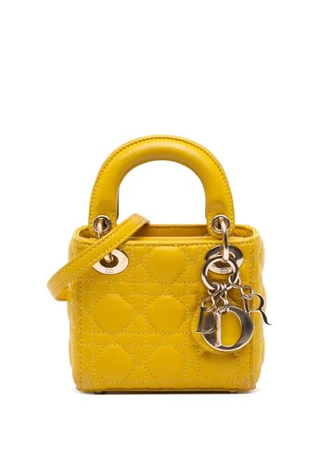 Christian Dior Pre-Owned 2021 Micro Lambskin Cannage Lady Dior satchel Yellow W466N9460V0965HP
