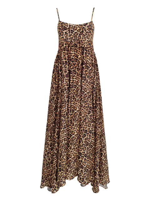 AZEEZA Rachel spaghetti-strap leopard-print midi dress Brown RACHELMIDIRAWSILKLEOPARD
